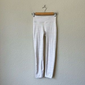 OUTDOOR VOICES Techsweat Leggings in Tan/White Pencil Stripes